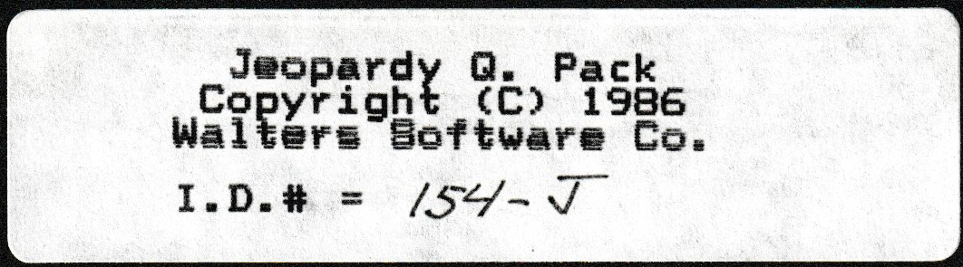 JEOPARDY Question Pack Floppy Disk